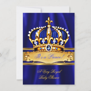 Convite Prince Boy Chá de fraldas Royal Blue Dourado Crown