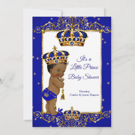 Convite Prince Boy Chá de fraldas Royal Blue Dourado Étnic