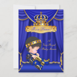 Convite Prince Boy Chá de fraldas Royal Blue Drapette Brun