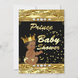 Convite Prince Chá de fraldas Black Dourado Sprinkle Étnic