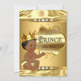 Convite Prince Chá de fraldas Gold Foil Ethnic Baby Boy