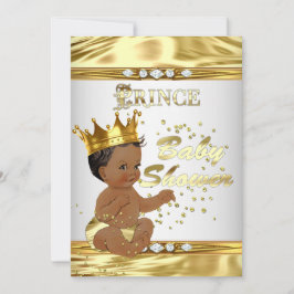 Convite Prince Chá de fraldas White Gold Foil Etnia