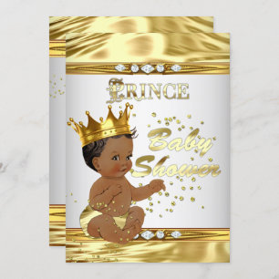 Convite Prince Chá de fraldas White Gold Foil Etnia