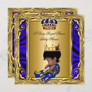 Convite Prince Royal Blue Chá de fraldas Regal Dourado Boy
