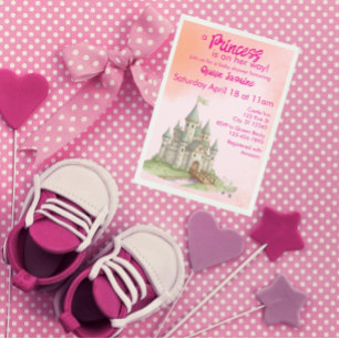 Convite Princesa a caminho, chá de bebê no castelo