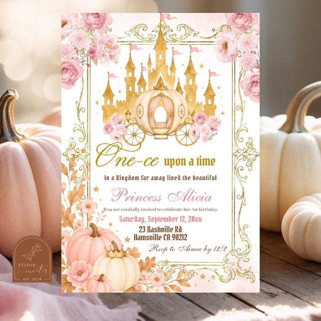 Convite Princesa Abóbora de Outono Uma Vez no Aniversário (Criador carregado)