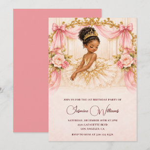 Convite Princesa Afro-Americana Bailarina 1º Aniversário