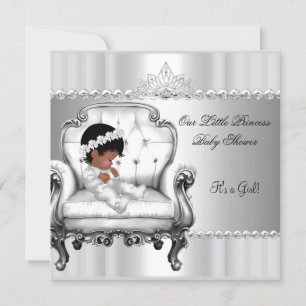 Convite Princesa Afro-Americana Chá de Bebê Menina Cadeira