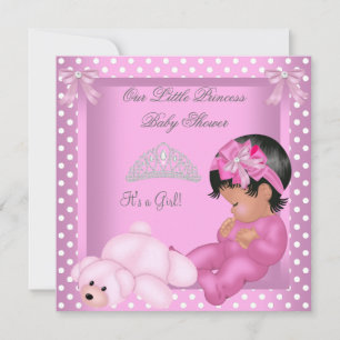 Convite Princesa Afro-Americana Chá de Bebê Menina Rosa