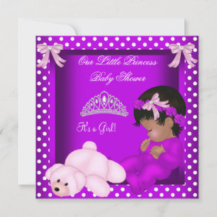 Convite Princesa Afro-Americana Chás de Bebê Menina 2