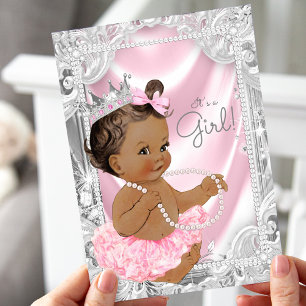 Convite Princesa Afro-Americana Churrasco de Bebê Menina É