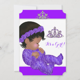 Convite Princesa Afro-Americana Churrasco de Bebê Menina R