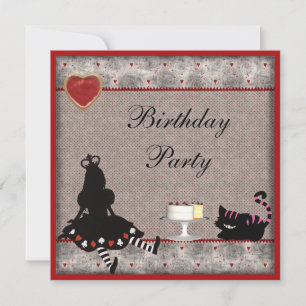 Convite Princesa Alice & Cheshire Cat Festa de aniversário