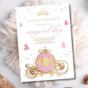 Convite Princesa Aniversário Carruagem Real Conto de Fadas