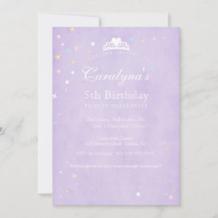 Convite Princesa Aniversário Púrpura Fada