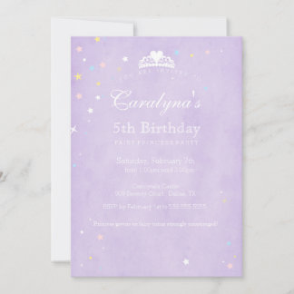 Convite Princesa Aniversário Púrpura Fada