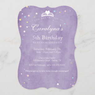 Convite Princesa Aniversário Púrpura Fada