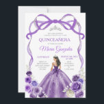 Convite Princesa Arco Roxa Garota da Prata Quinceañera<br><div class="desc">ARCO Roxo EDITÁVEL Princesa Prata Garota Silver Quinceañera Convite Princesa Roxo Elegante Princesa Floral Dresses Quinceañera 15 Girl Birthday Convidam Coroa Prateada Mis Quince Anos 15</div>