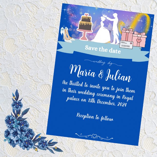 Convite Princesa azul e princesa azul de casamento (Criador carregado)