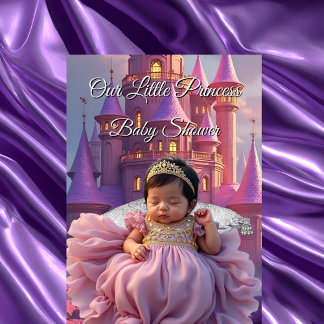 Convite Princesa Bebê Chuveiro Castelo Dourado Roxo