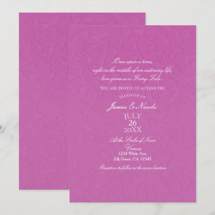 Convite Princesa Berry Pink Conto de Fadas Damask Casament