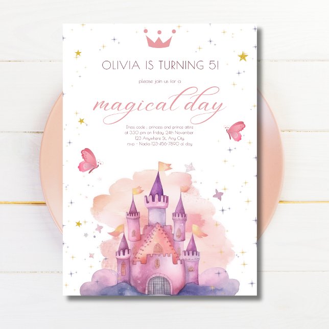 Convite Princesa Birthday Magical Day Princess Castle (Criador carregado)