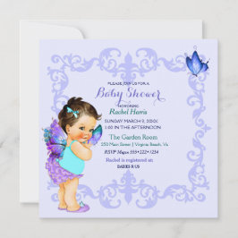Convite Princesa Borboleta Bebê Menina Lavanda