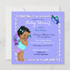 Convite Princesa Borboleta Bebê Menina Roxo Turquesa