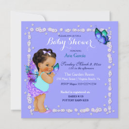 Convite Princesa Borboleta Bebê Menina Roxo Turquesa Invi