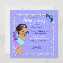 Convite Princesa Borboleta Bebê Menina Roxo Turquesa Invi