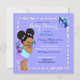 Convite Princesa Borboleta Bebê Menina Roxo Turquesa Invi