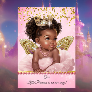 Convite Princesa Borboleta Rosa Dourado Chuveiro de Bebê É