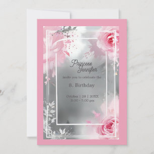Convite princesa branca-rosa festiva fimodal aniversário d