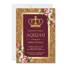 Princesa Brilho Dourado Burgundy Floral Aqiqah
