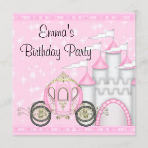 Convite Princesa Carruagem Castelo Menina princesa