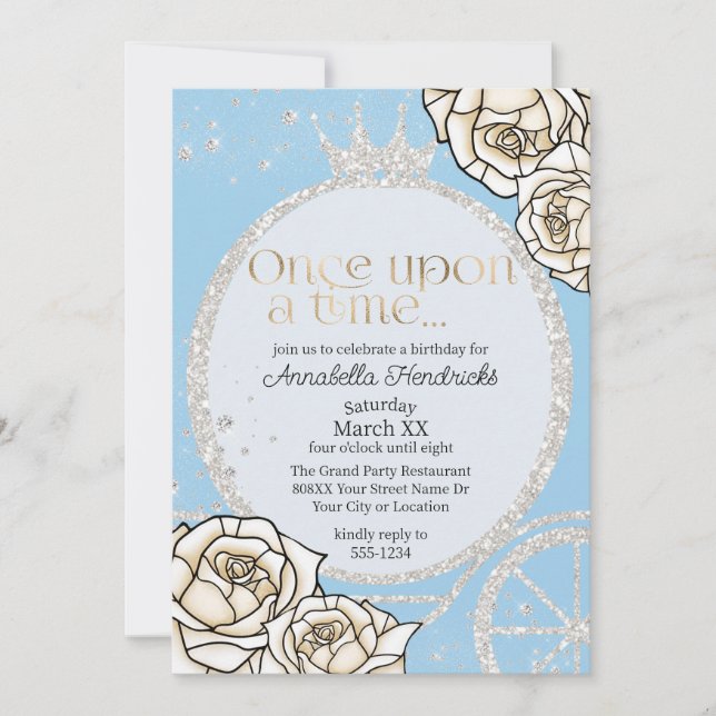 Convite Princesa Carruagem Cinderella Fairytale (Frente)