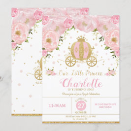 Convite Princesa Carruagem Rosa-Festa de aniversário