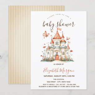 Convite Princesa Castelo Borboletas Listras Baby Shower