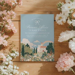 Convite Princesa Castle Floral Fairytale Birthday