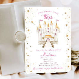 Convite Princesa Castle Magical Girl Terceiro Aniversário