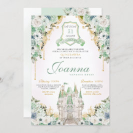 Convite Princesa Castle Royal Mint Green Quinceanera
