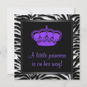 Convite Princesa Chá de fraldas de Zebra Roxo