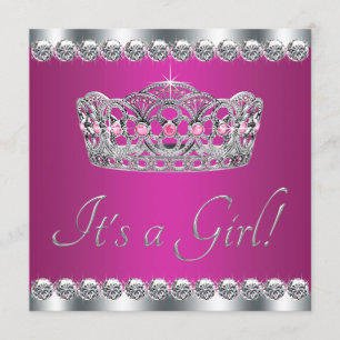 Convite Princesa chá de fraldas do rosa quente dos