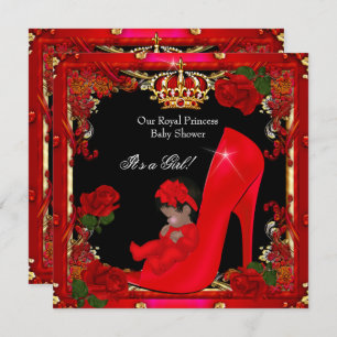 Convite Princesa Chá de fraldas Dourada Calçado 2a