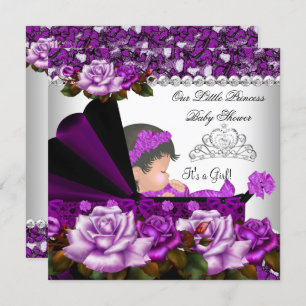 Convite Princesa Chá de fraldas Plum Rosa