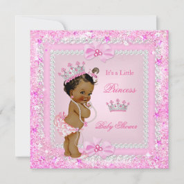 Convite Princesa Chá de fraldas Rosa Rosa Glitter Tiara