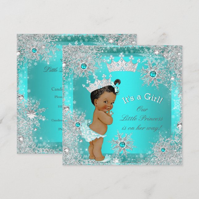 Convite Princesa Chá de fraldas Winter Wonderland Ethnic (Frente/Verso)