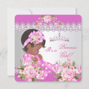Convite Princesa Churrasco de Bebê Menina Rosa Pérola Étni