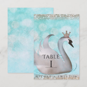 Convite Princesa Cisne Dourado Brilho Conto de Fadas Númer