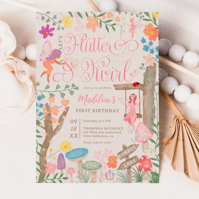 Convite Princesa cogumelos flores primeiro aniversario (Criador carregado)